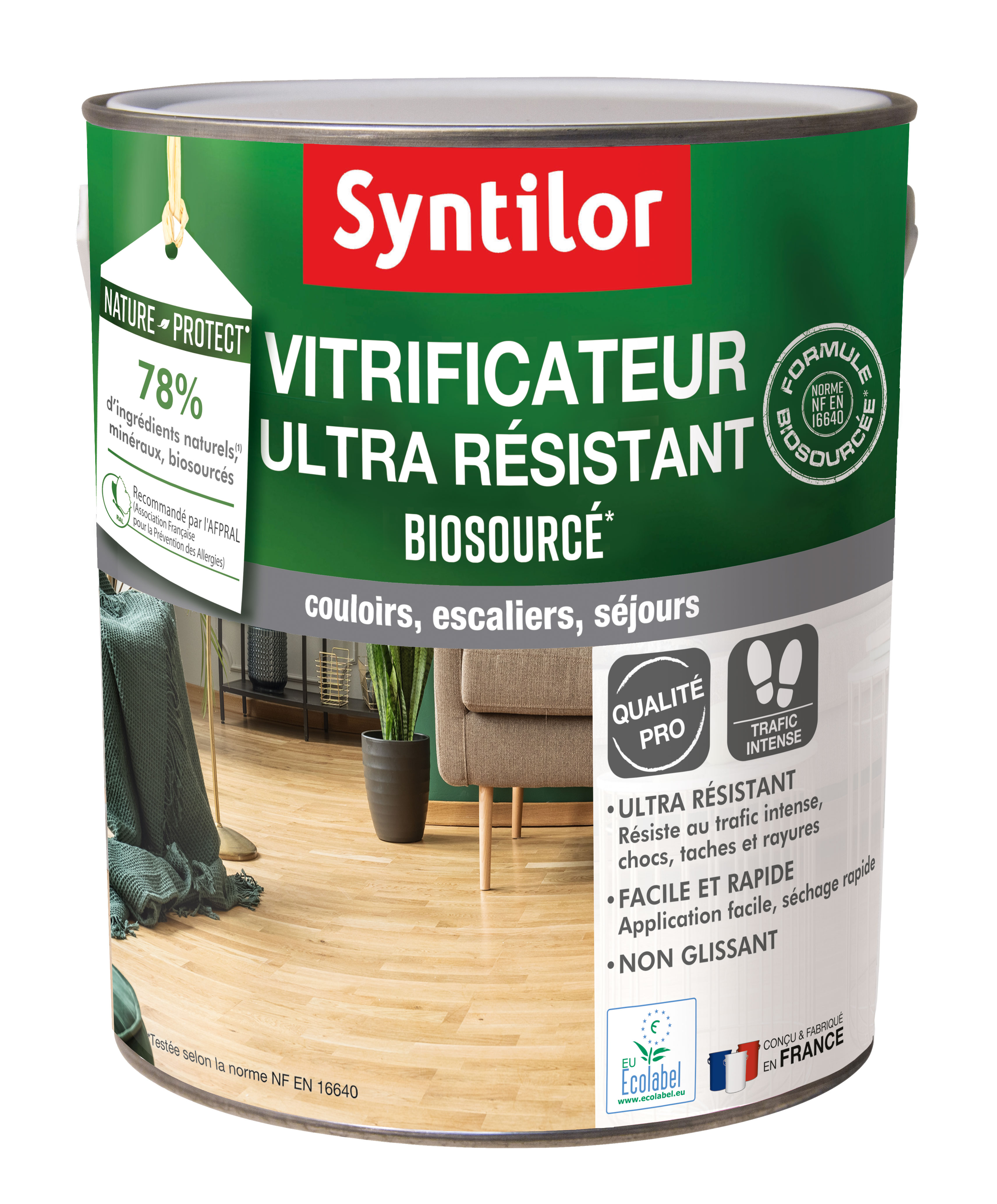 Vitrificateur parquet ultra-résistant biosourcé incolore 2,5L satiné - SYNTILOR